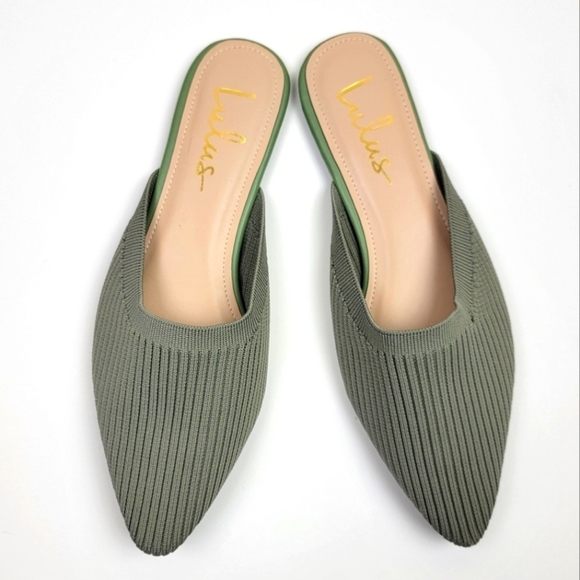 Lulus Shoes - Lulu's Jeaney Ribbed Knit Pointed Toe Mule - 8.5